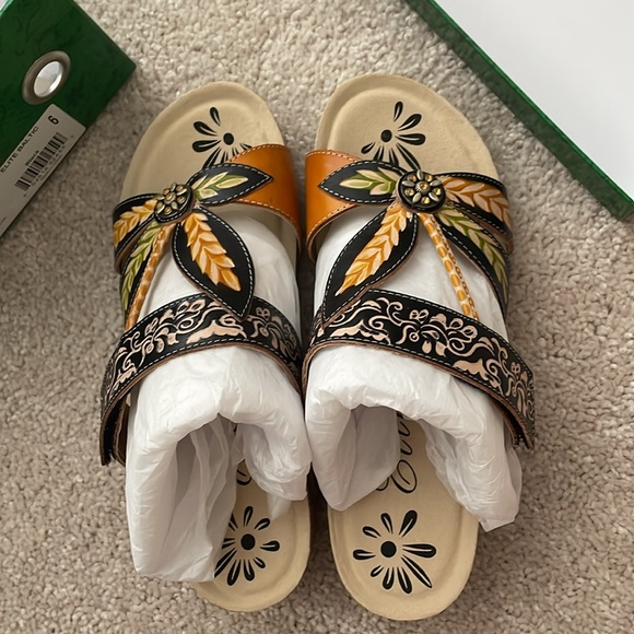 Elite By Corkys Leather Baltic Slide Sandal Black size 6 - Picture 4 of 6